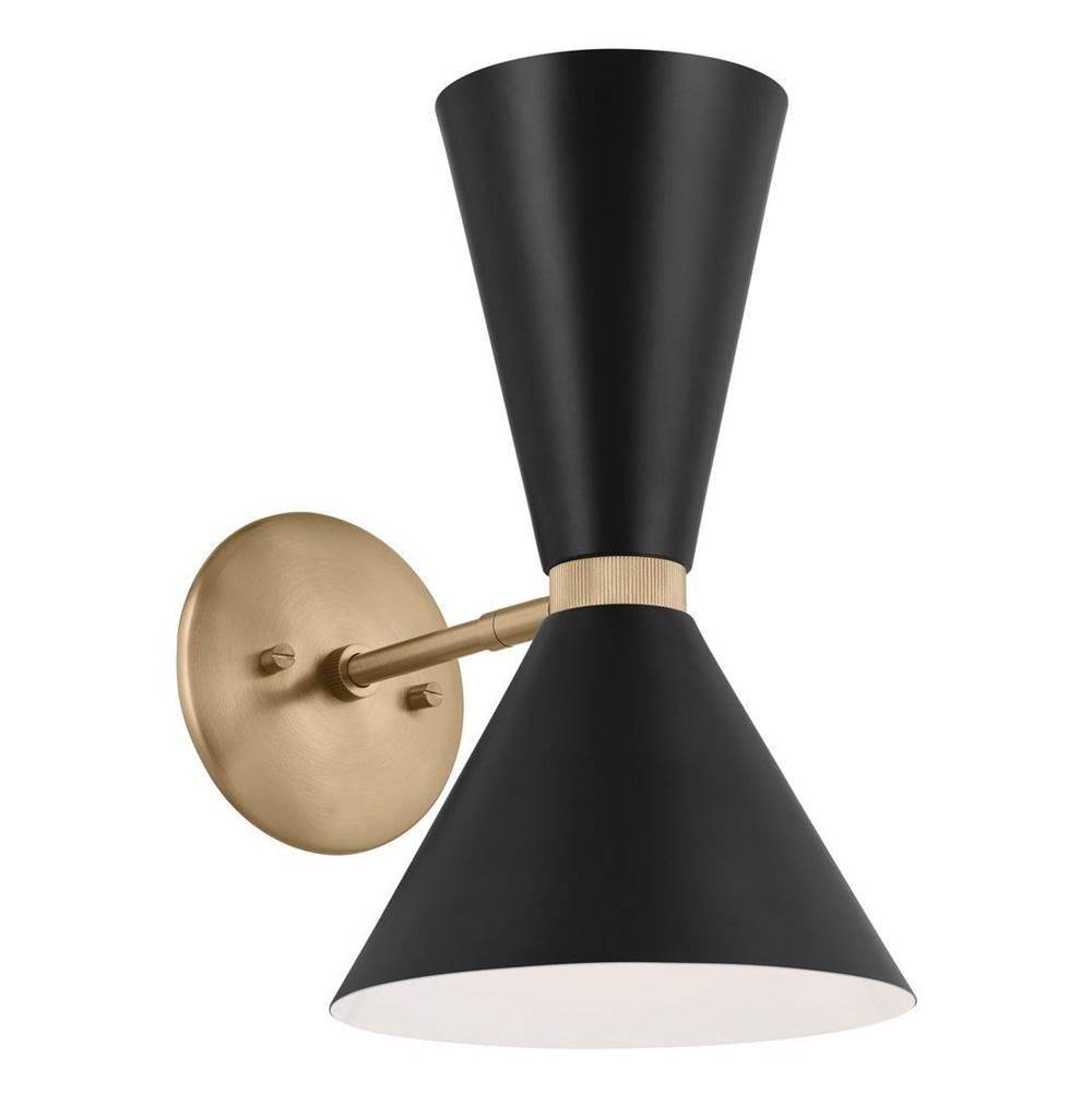 Kichler Lighting Phix 13.5 Inch 2 Light Wall Sconce in Champagne Bronze with Black